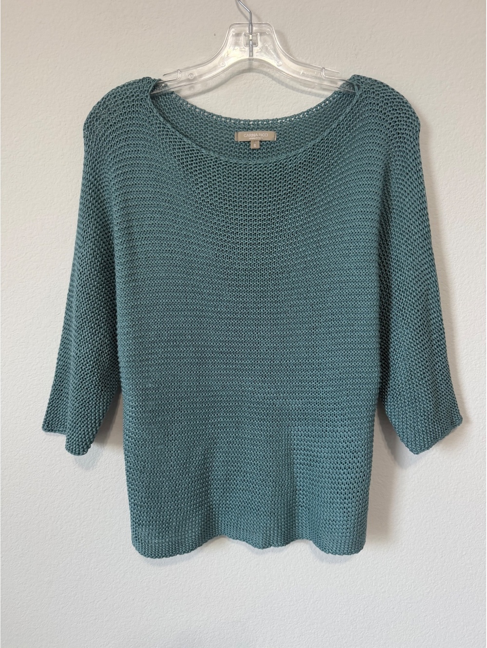 Carina Ricci Dusty Blue Dolman 3/4 Sleeve Round Neck Pullover Sweater Size S